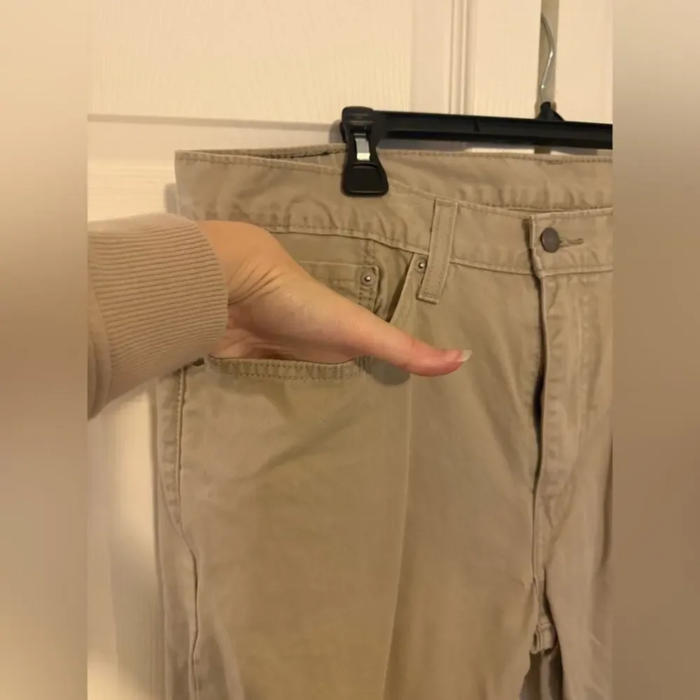 Levi's Men's 514 Straight Fit Cut Jeans Light Khaki Tan Ivory Pants Size 36 x 32